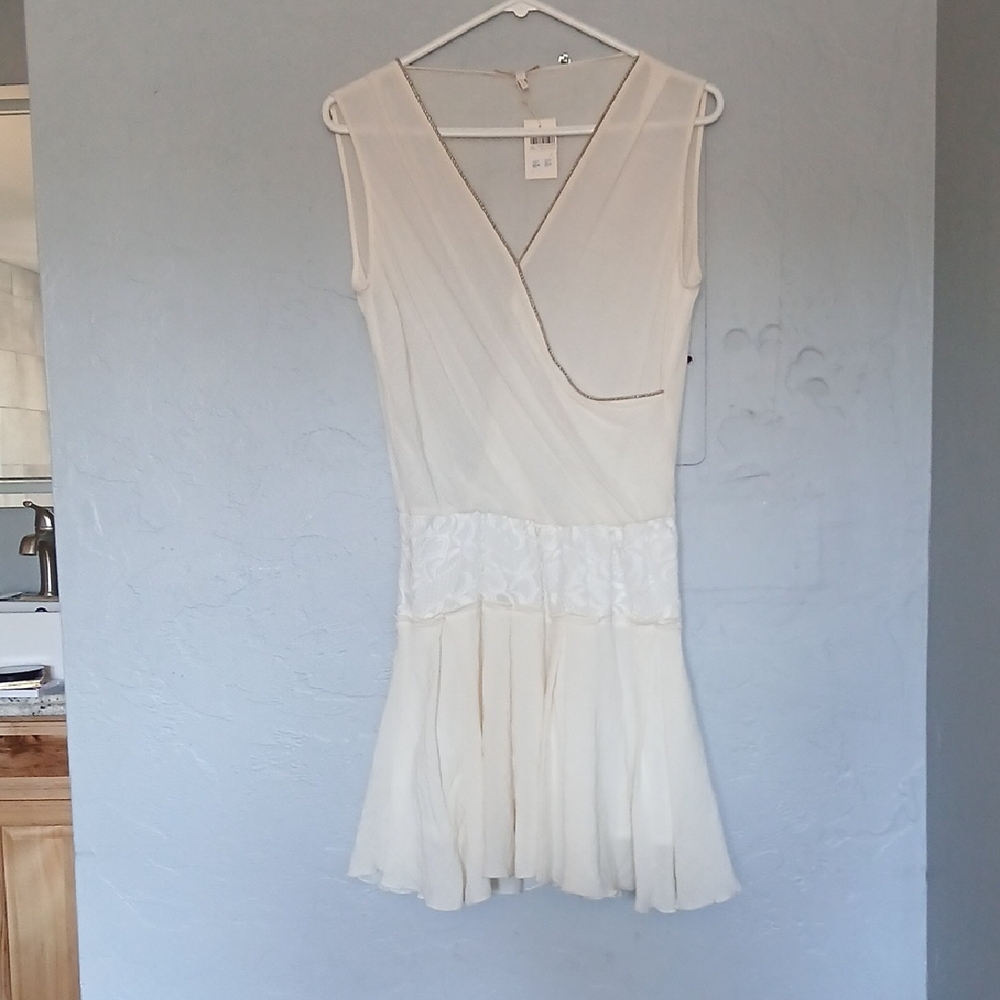Maje Cream Sleeveless Mini Dress